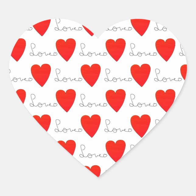 Love Red Hearts Heart Sticker (Front)
