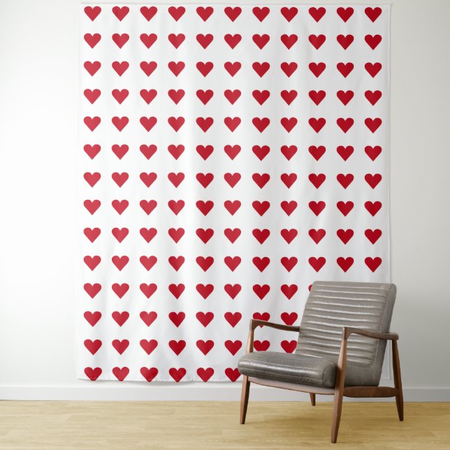 Love Red Hearts Pattern Valentine Tapestry (In Situ)