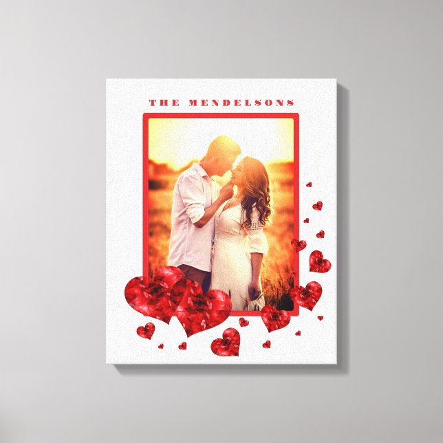 Love red hearts photo frame canvas print (Front)