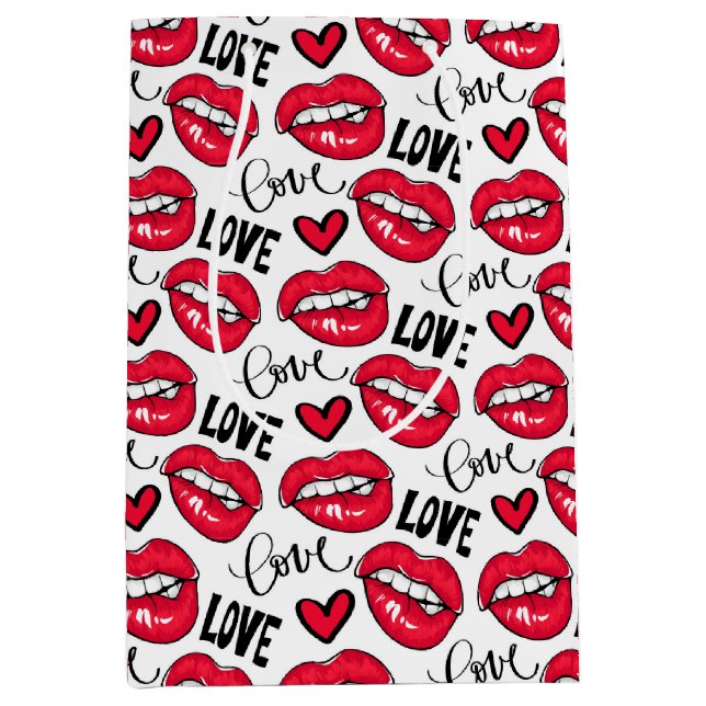 Love Red Lips  Medium Gift Bag (Front)