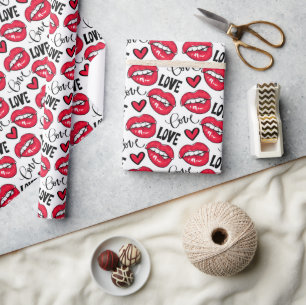 Love Red Lips  Wrapping Paper