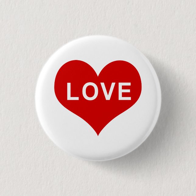LOVE Red Love Heart 3 Cm Round Badge (Front)