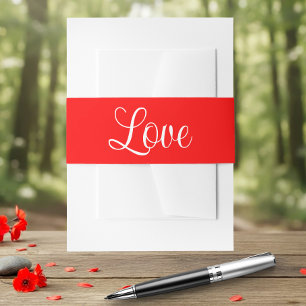 Love Red Minimalist Romantic Wedding Invitation Belly Band