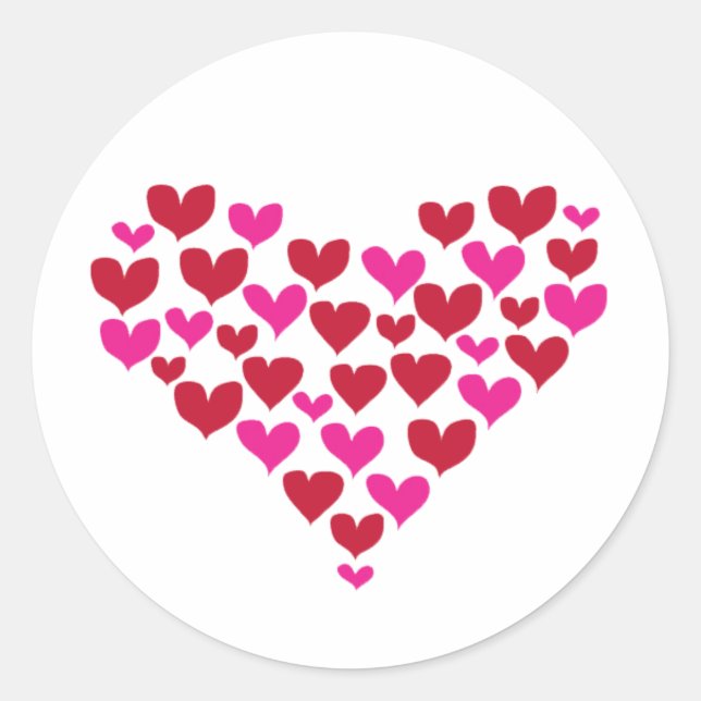 Love Red Pink Heart Classic Round Sticker (Front)
