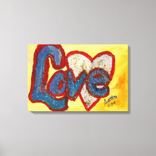 Love Red Rimmed Heart Painting Canvas Print