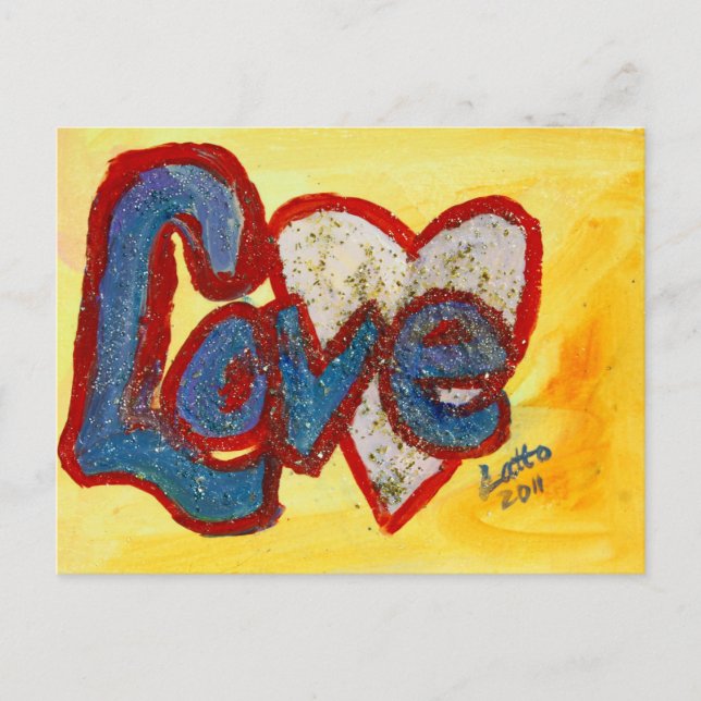 Love Red Rimmed Heart Postcard (Front)