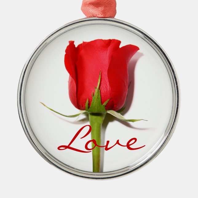 Love Red Rose Ornament (Front)