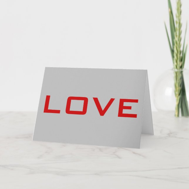 Love Red Silver Grey Colour Greeting Card (Front)