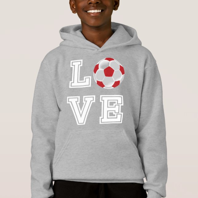Love Red Soccer  Ball - White Letters  (Front)