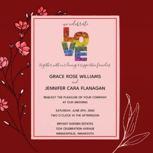 LOVE Red Themed Same-Sex Wedding Collection Invita Invitation