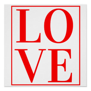 LOVE RED TYPOGRAPHY VALENTINES TEXT  POSTER