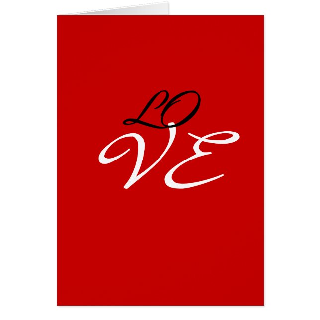 Love Red White Black Colour Greeting Card (Front)