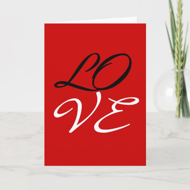 Love Red White Black Colour Greeting Card (Front)