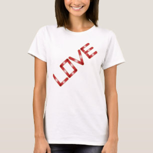 Love Red White Glow Gold Glitter Border T-Shirt