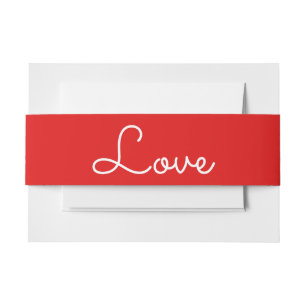 Love Red White Wedding Modern, Minimalist Invitation Belly Band