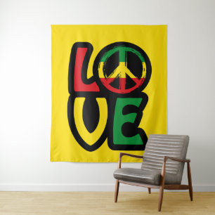 Love reggae music peace symbol, wall tapestry