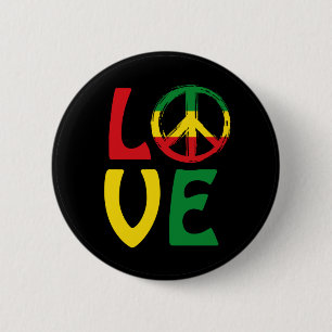 LOVE Reggae with peace 6 Cm Round Badge
