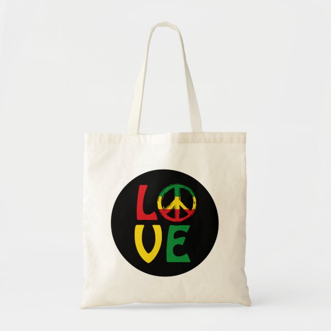 LOVE Reggae with peace symbol Tote Bag (Front)