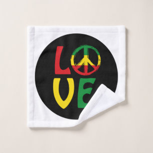 LOVE Reggae with peace symbol Wash Cloth