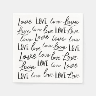 Love - repeat - handwritten, script wedding napkin