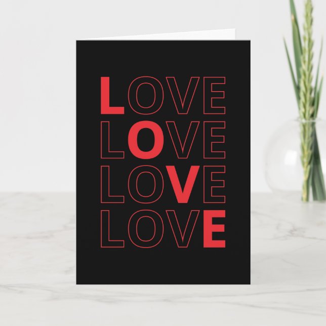 Love Repeated Text Valentine's Day I Love You Card (Front)