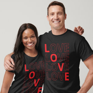 Love Repeated Text Valentine's Day I Love You T-Shirt