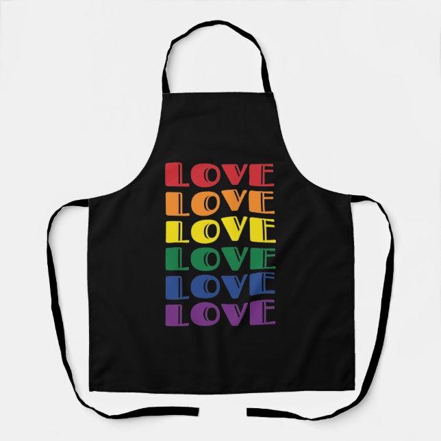 Love Repeating Text LGBTQ Gay Pride Apron (Front)