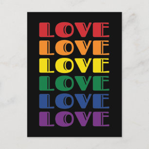 Love Repeating Text LGBTQ Gay Pride Postcard