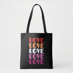 Love Repeating Text LGBTQ Lesbian Pride Tote Bag