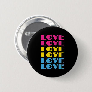 Love Repeating Text LGBTQ Pansexual Pride 6 Cm Round Badge