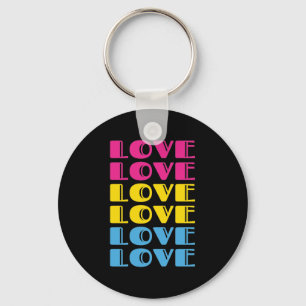 Love Repeating Text LGBTQ Pansexual Pride Key Ring
