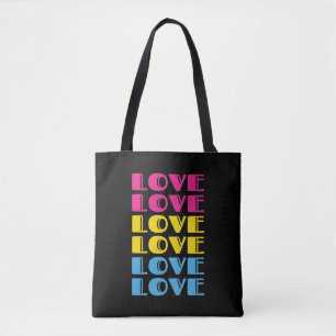 Love Repeating Text LGBTQ Pansexual Pride Tote Bag