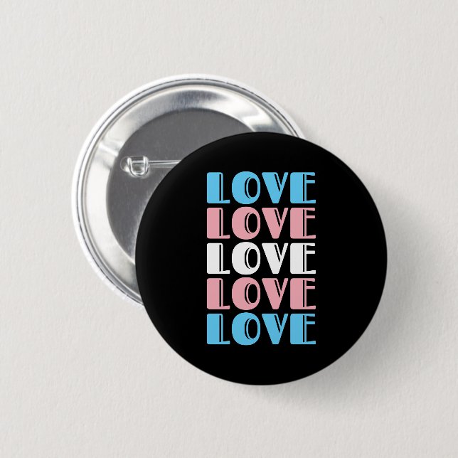 Love Repeating Text LGBTQ Transgender Pride 6 Cm Round Badge (Front & Back)