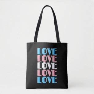 Love Repeating Text LGBTQ Transgender Pride Tote Bag