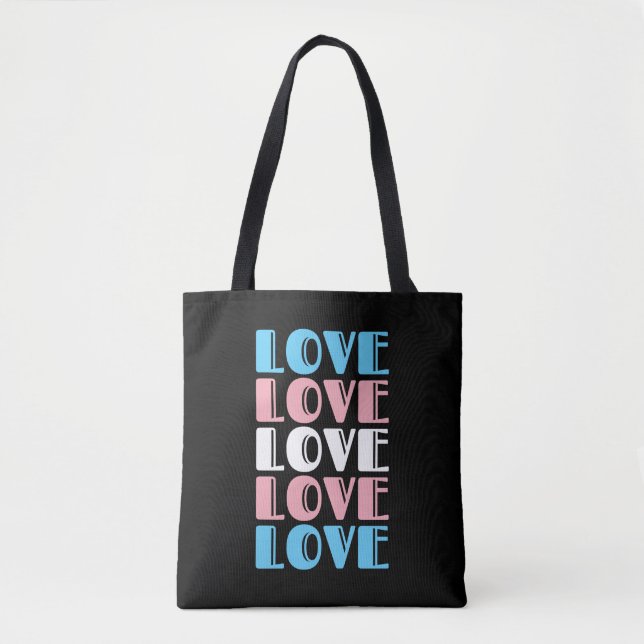 Love Repeating Text LGBTQ Transgender Pride Tote Bag (Front)