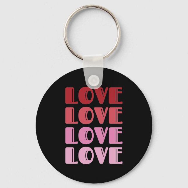 Love Repeating Text Valentine's Day I Love You Key Ring (Front)