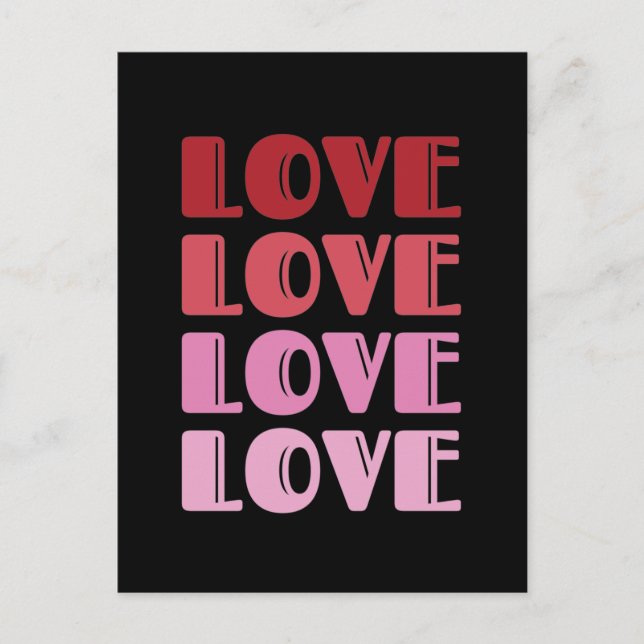 Love Repeating Text Valentine's Day I Love You Postcard (Front)