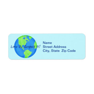 Love Respect Earth Globe Return Address Label