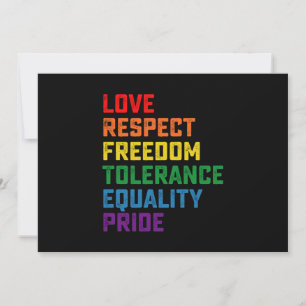 Love Respect Freedom Tolerance Equality Pride Invitation