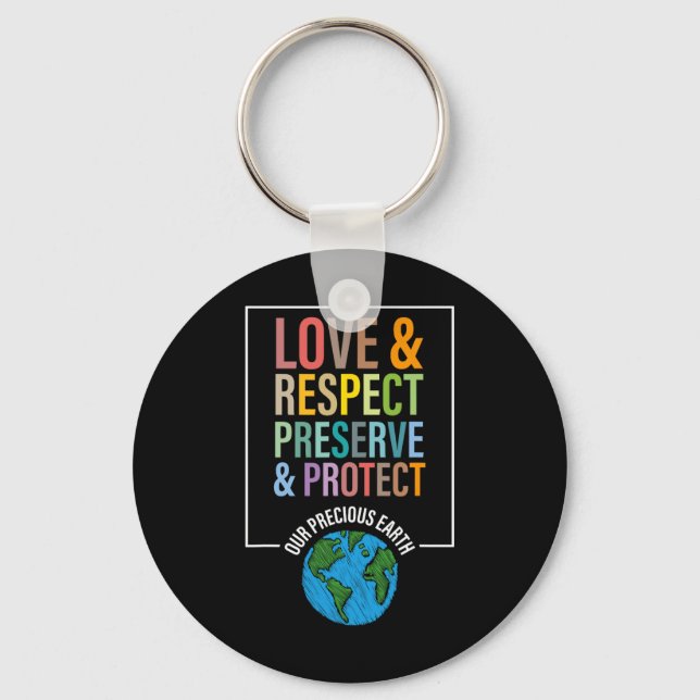 Love Respect Preserve Protect Our Precious Earth D Key Ring (Front)