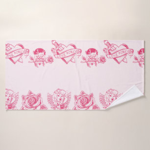 Love retro bath towel set