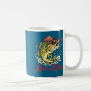 Love Retro Bites Fishing Fisherman Valentines Day  Coffee Mug
