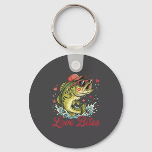 Love Retro Bites Fishing Fisherman Valentines Day  Key Ring