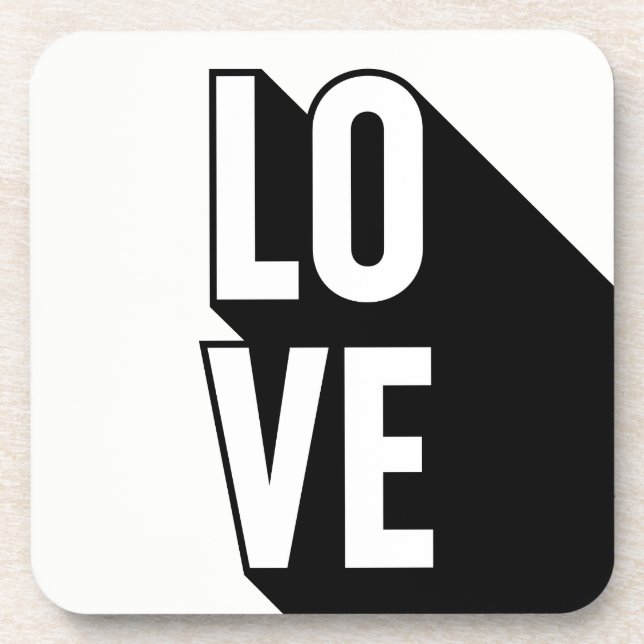 Love Retro Long Shadow Typography Coaster (Front)