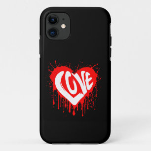Love Retro Red Heart Valentine White Text Case-Mate iPhone Case