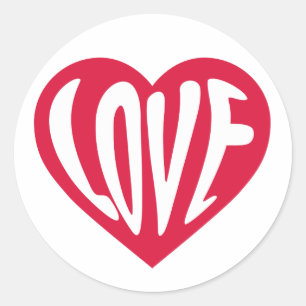 LOVE Retro Typography Heart Sticker