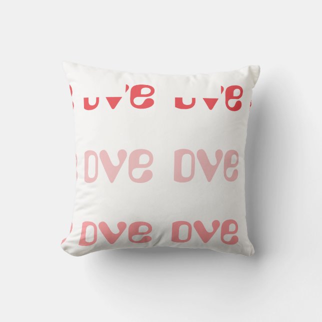 Love Retro Typography Pink and Red Cushion (Front)
