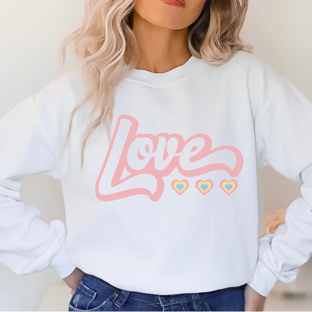  Love Retro Valentine's Day Sweatshirt, Hearts Sweatshirt (Creator Uploaded)