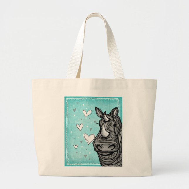 love rhino large tote bag (Front)