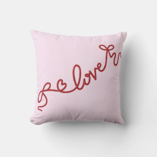 Love Ribbon Typography Decorative Throw Pillow